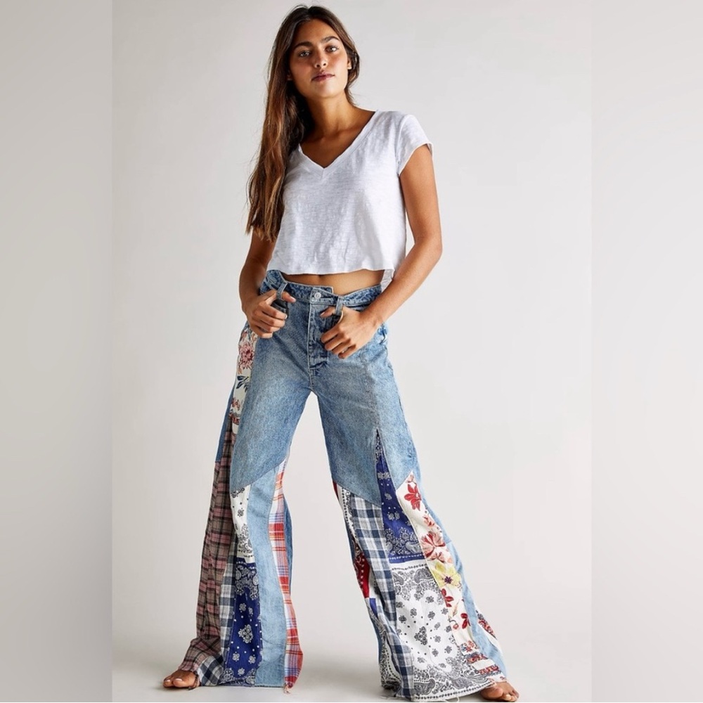 ISO of either of these Free People We the Free Patchwork Jeans Cortez Bali Aztec